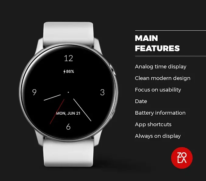 Black Clean Analog Watch Face screenshot 2