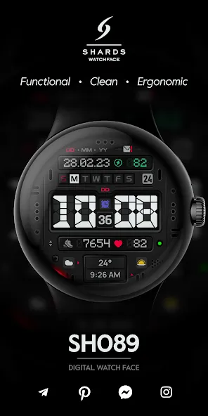 SH089 Watch Face, WearOS watch screenshot 1