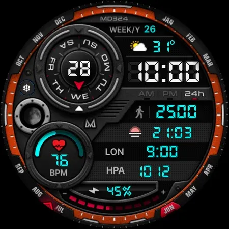 MD324 Hybrid watch face screenshot 13