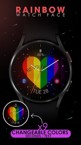 Rainbow Love analog watch face screenshot 4