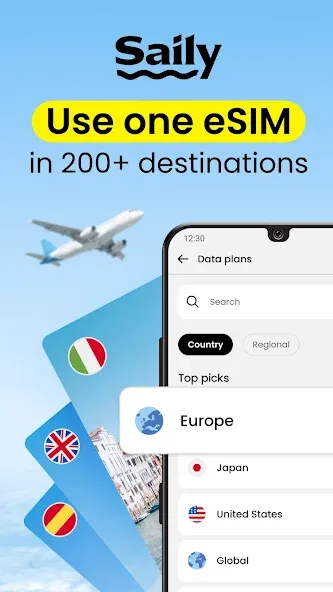 Saily: eSIM + phone number screenshot 1