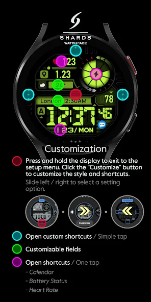 SH050 Watch Face, WearOS watch screenshot 6