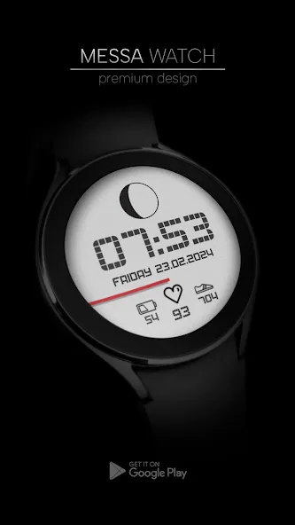 Minimal Pixel Watch Face Moon screenshot 2