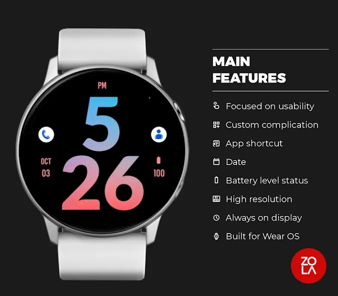 Big Red Blue Sky Watch Face screenshot 2