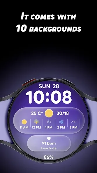 Glass Weather 2 - Watch face screenshot 4