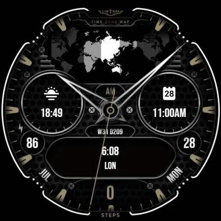 World Time Map Watchface 020 screenshot 8