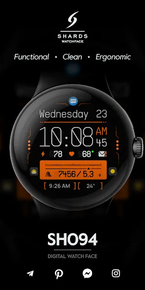 SH094 Watch Face, WearOS watch screenshot 1
