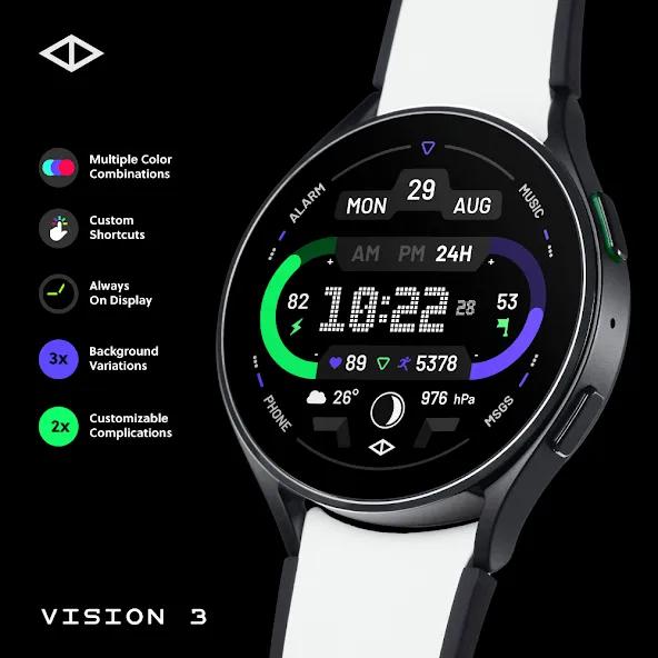 Vision 3: Digital Watch Face screenshot 1