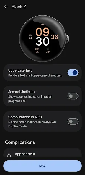 Black Z Watch Face screenshot 5