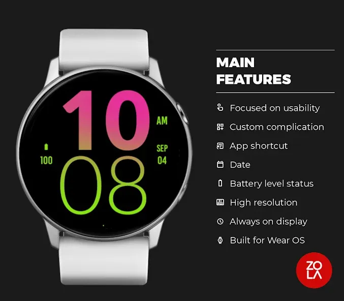 Green Pink Large Watch Face screenshot 2