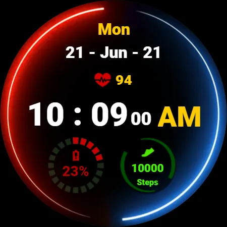 Neon Blue Red Watch Face screenshot 4