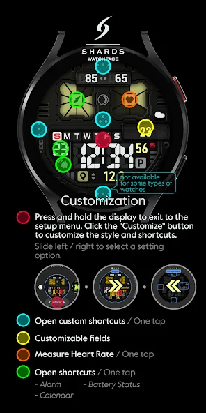 SH037 Watch Face, WearOS watch screenshot 7