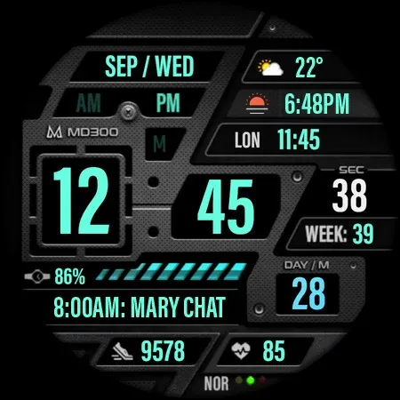 MD300 Digital watch face screenshot 32