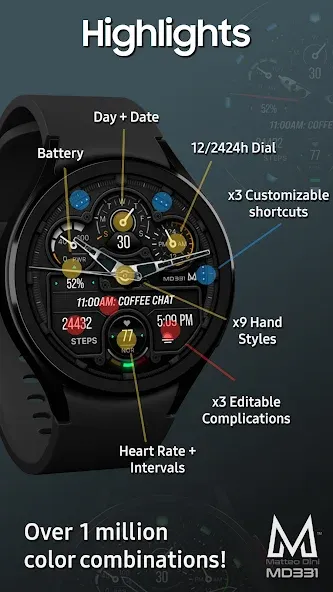 MD331 Analog watch face screenshot 6
