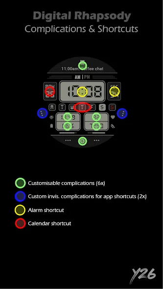 Y26 Digital Rhapsody WatchFace screenshot 4