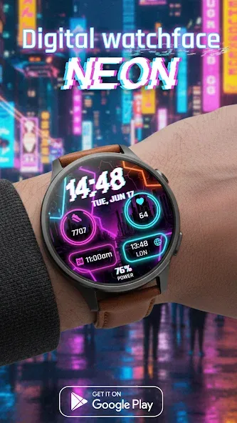 Digital watchface Neon screenshot 1