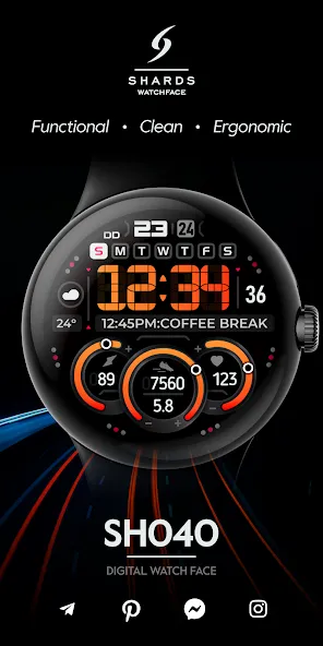 SH040 Watch Face, WearOS watch screenshot 1