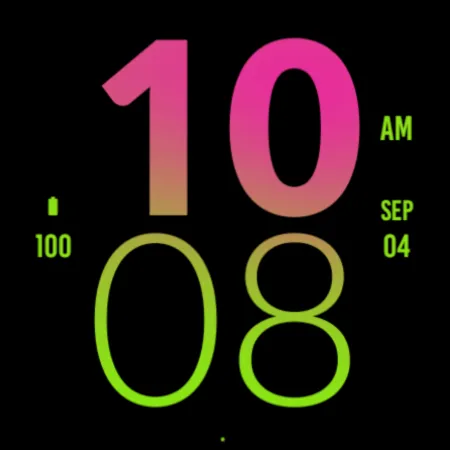 Green Pink Large Watch Face screenshot 4