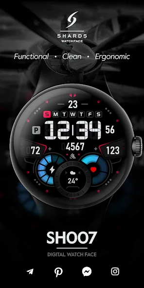 SH007 Watch Face, WearOS watch screenshot 1