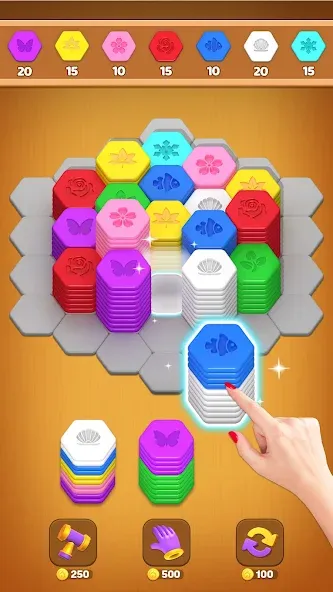 Hexa Up! - Sort and Merge screenshot 1