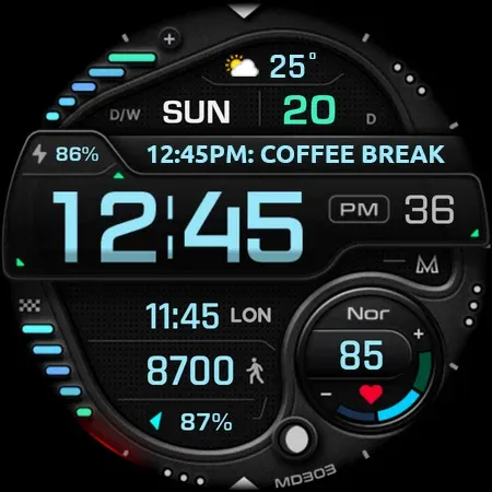 MD303 Digital watch face screenshot 16