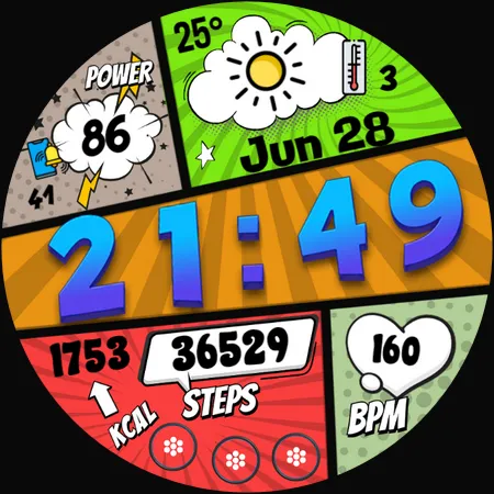 Comic Wooo Digital Watch Face screenshot 35