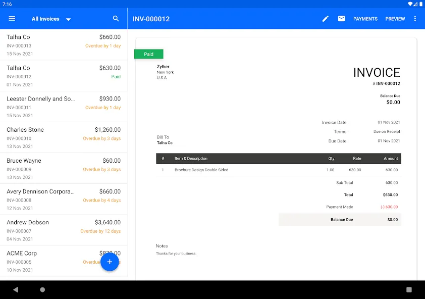 Zoho Invoice - Facturas Fácil screenshot 9