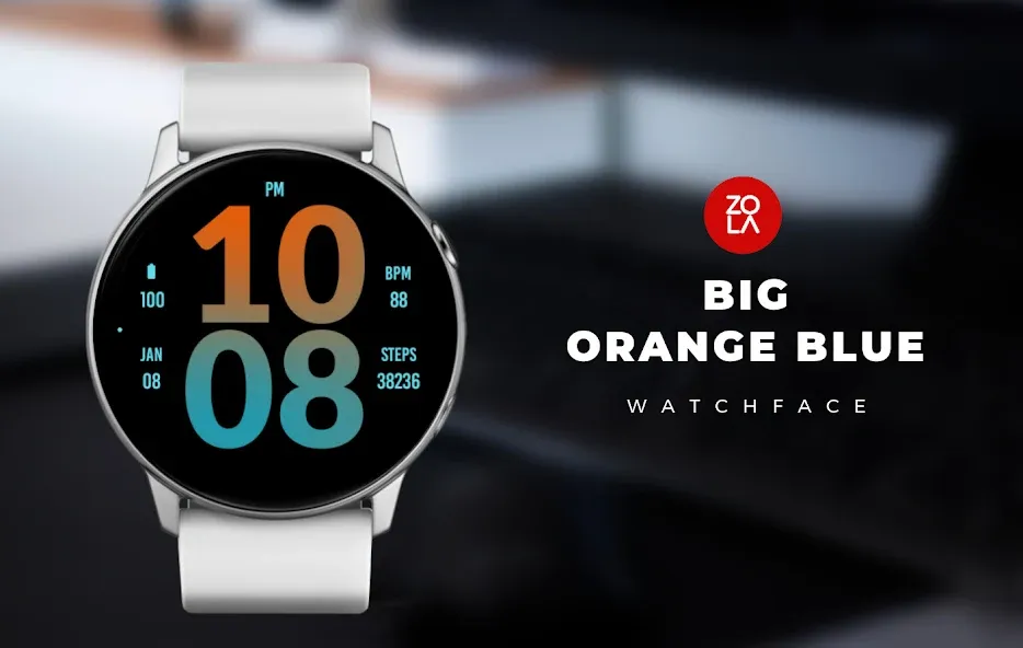 Big Orange Blue Watch Face screenshot 1