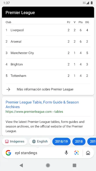 Google Go screenshot 2