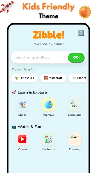Zibble: Safe Kids Web Browser screenshot 1