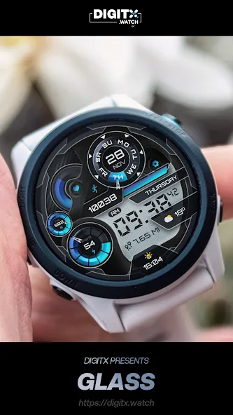 Glass Digital Watch Face screenshot 1