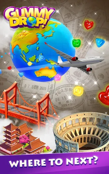 Gummy Drop! Match 3 & Travel screenshot 11