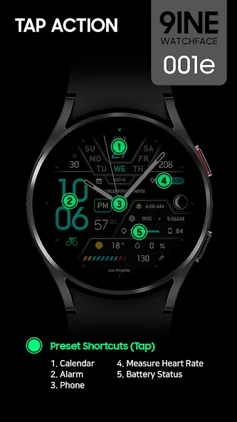 9INE 001e: Hybrid watch face screenshot 2