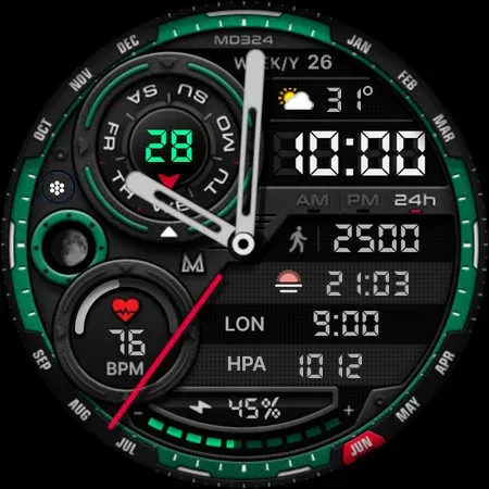 MD324 Hybrid watch face screenshot 11
