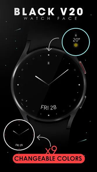 Minimal Black v20 Watch Face screenshot 3