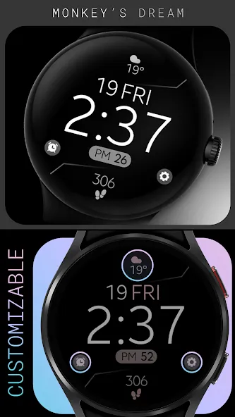 Digital Black v4 watch face screenshot 2