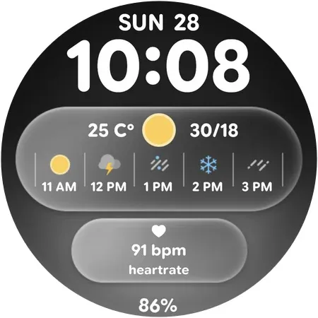 Glass Weather 2 - Watch face screenshot 11