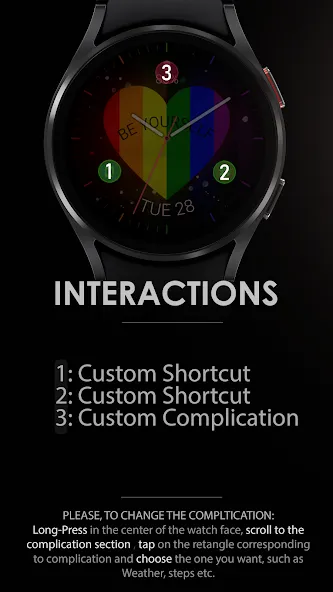 Rainbow Love analog watch face screenshot 7