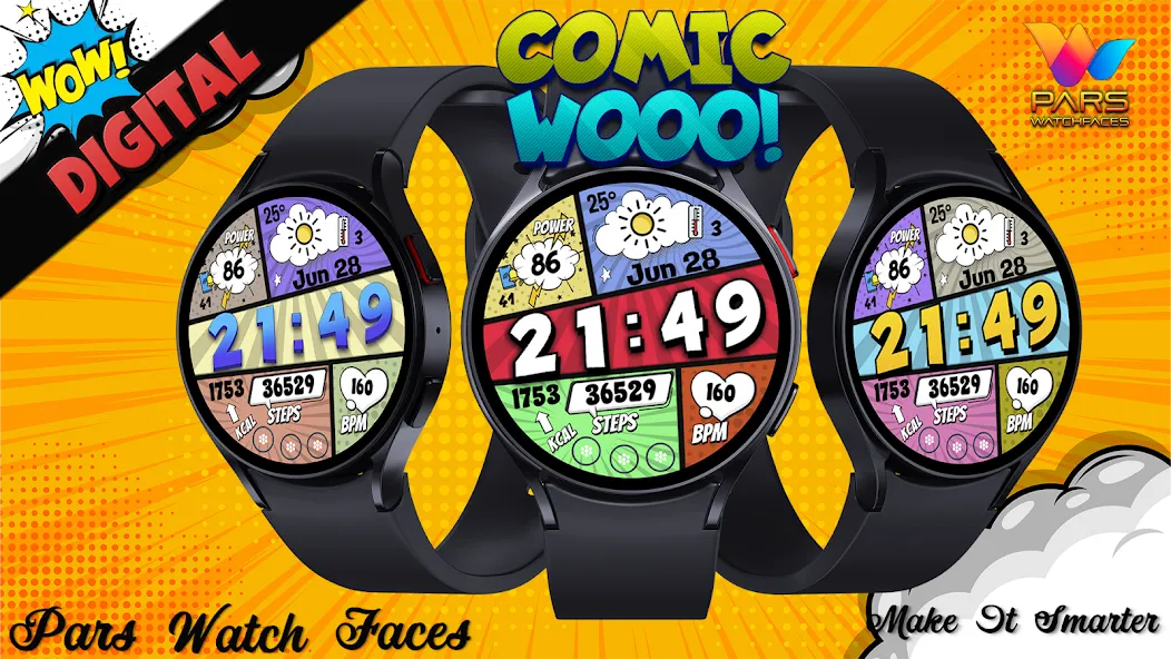 Comic Wooo Digital Watch Face screenshot 2