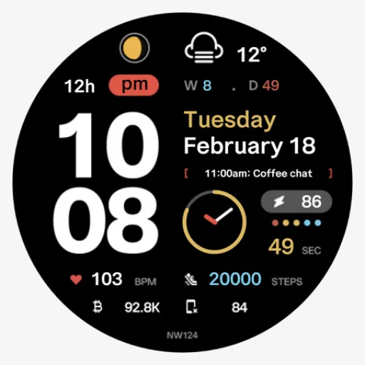 NW124: Digital watch face screenshot 8