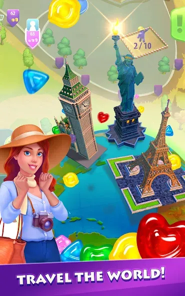 Gummy Drop! Match 3 & Travel screenshot 8