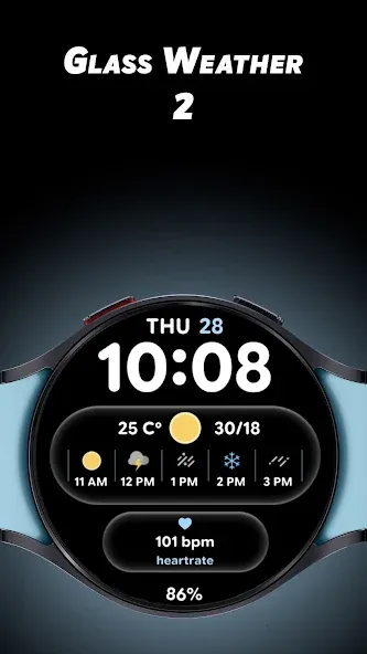 Glass Weather 2 - Watch face screenshot 1