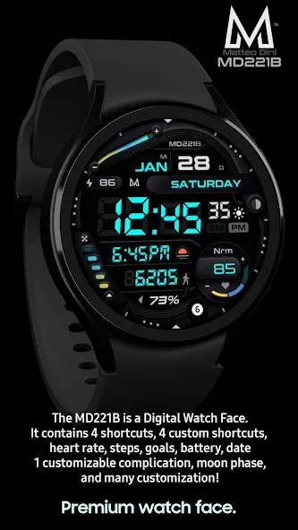 MD221B Digital watch face screenshot 1