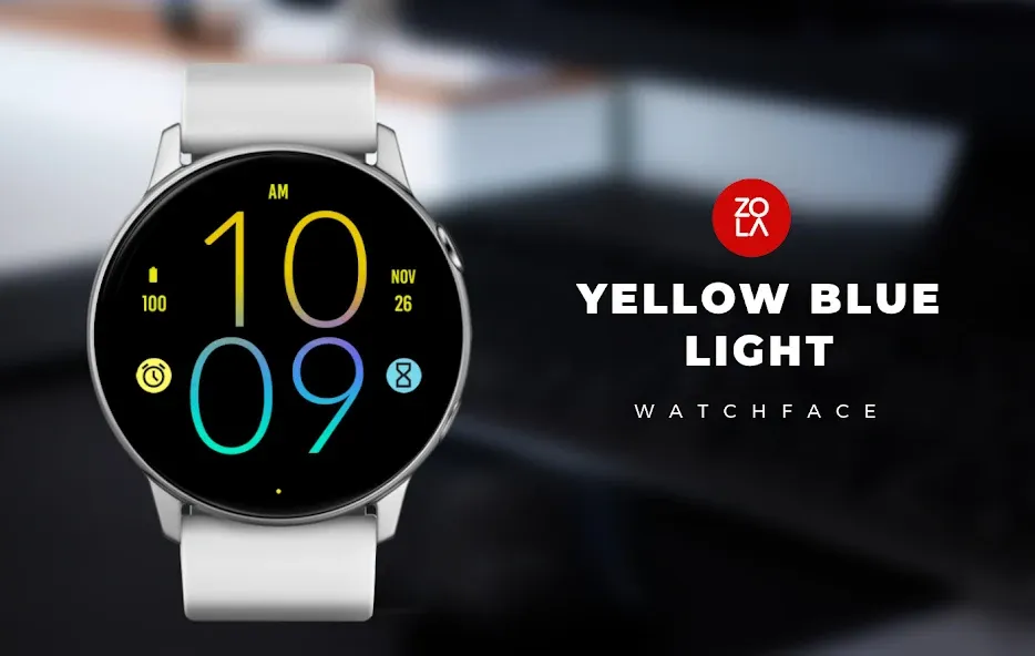Yellow Blue Light Watch Face screenshot 1