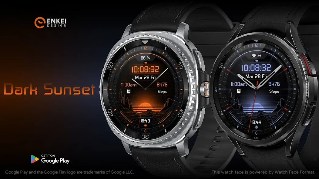 Dark Sunset hybrid watch face screenshot 1