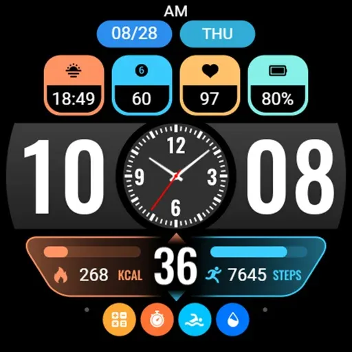 【Hybrid】Flat Small Clock screenshot 42