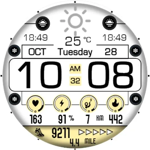 Bright White Digital Face EC68 screenshot 21