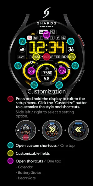 SH040 Watch Face, WearOS watch screenshot 6