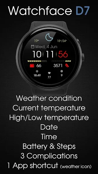 Digital Watchface D7 screenshot 2