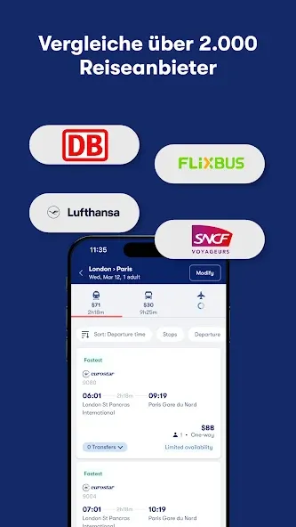 Omio: Bahn, Bus, Flüge, Fähre screenshot 2